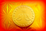 Čokoládová mince zamilovaní ptáčci 999-005-023