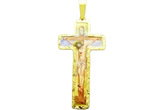 Ručně malovaný smalt velký kříž žlutý 2,30g/ks 850-001-005