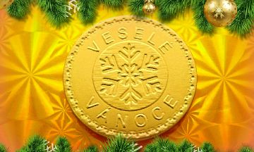 Čokoládová mince sváteční - Veselé Vánoce vločka 999-005-002 