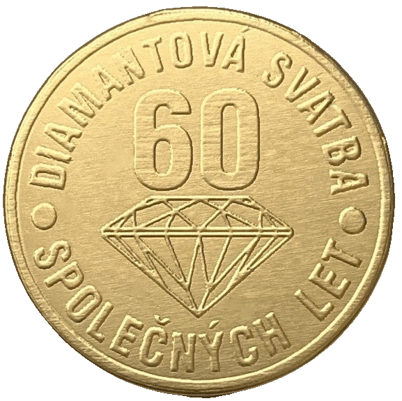 Čokoládová mince svatební - Diamantová svatba 60 společných let 999-001-014
