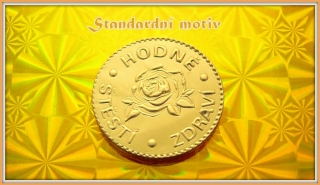 Čokoládová mince narozeniny-Hodně štěstí zdraví s motivem růže  999-002-002