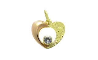 Přívěsek srdce plastické ryté s kamínkem 0,85g/ks 454-008-370K