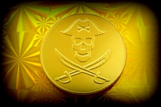 Čokoládová mince pirátský poklad vzor lebka 999-006-001