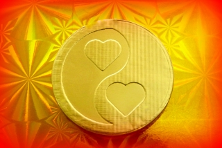 Čokoládová mince jin a jang srdce 999-005-026