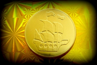 Čokoládová mince pirátský poklad vzor pirátská loď 999-006-002