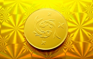 Čokoládová mince narozeniny měsíční znak RYBY hvězdy 999-002-122