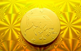 Čokoládová mince narozeniny měsíční znak BÝK hvězdy 999-002-124