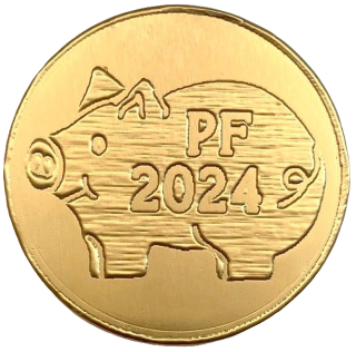 Čokoládová mince PF zlaté prasátko 999-008-008