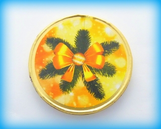 Čokoládová mince s potiskem sváteční motiv zlatá mašle 999-102-009